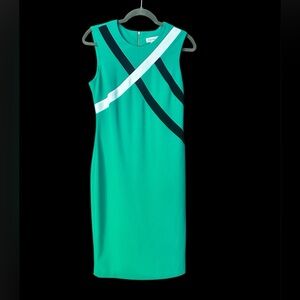 Calvin Klein Sheath Dress- Kelly Green Exposed Zipper- Women’s Size 6